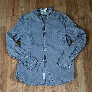 H&M Shirt Mens Medium Blue Check Button Up Long Sleeve Casual Preppy Church